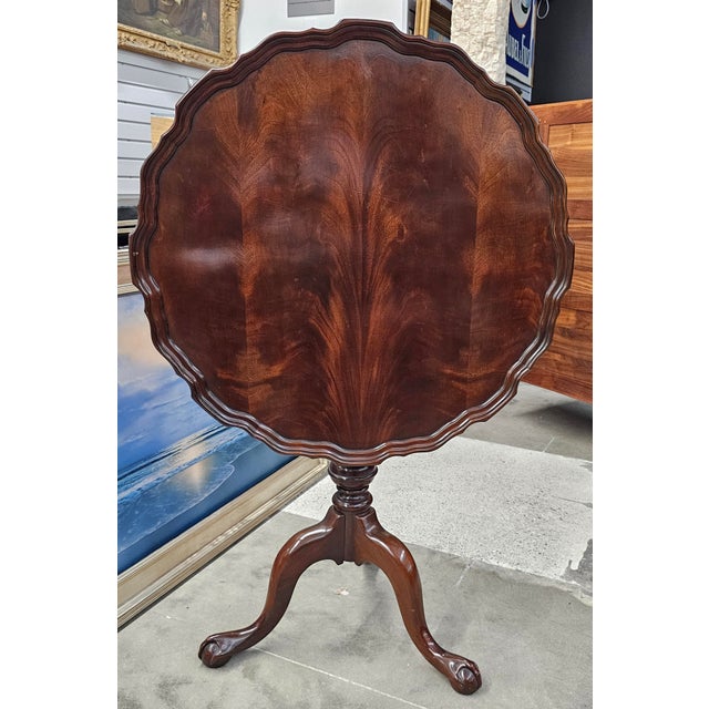 Brown Chippendale Style Mahogany Bird Cage Spinning Tilt Top Tea Table For Sale - Image 8 of 13