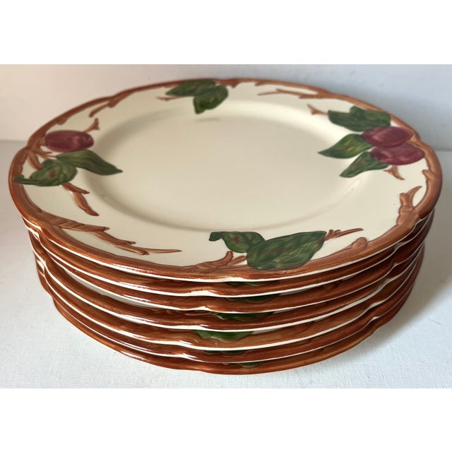 This lovely set of 6 classic Apple pattern 10.5" dinner plates were made in USA by Franciscan China and appear unused.
