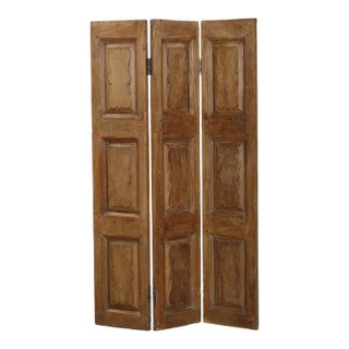 Vintage Indian Teakwood 3 Panel Screen For Sale