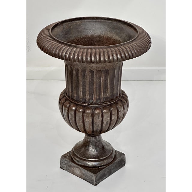 English English Garden Urns or Planters of Burnished Cast Iron 'Priced Individually' For Sale - Image 3 of 9