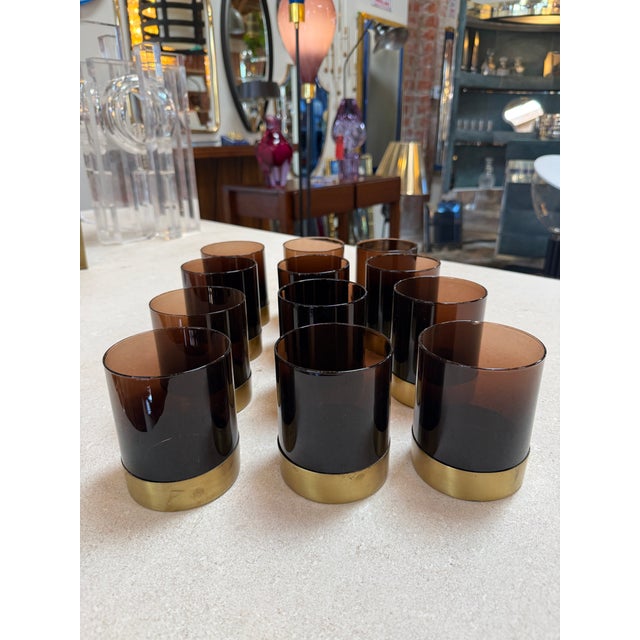 Italian Smoked Glass Bar Set With Ice Bucket and Tumblers, 1970s For Sale - Image 12 of 15