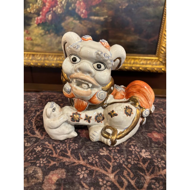 1950s Pair of Japanese Kutani Foo Dogs / Guardian Lions [Gsj] For Sale In Seattle - Image 6 of 10