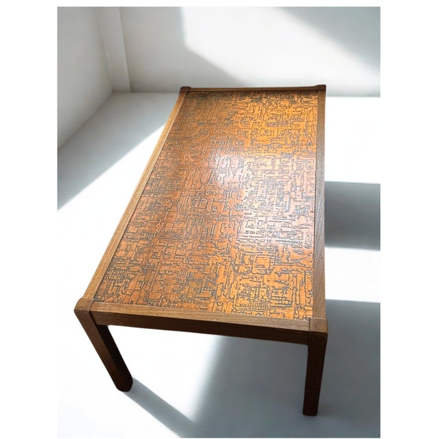 Vintage Brutalist Coffee Table with Copper Inlay Top, 1960s For Sale - Image 4 of 6