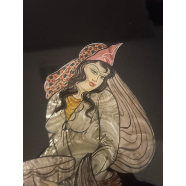 Mid 20th Century Vintage Asian Mother -of-Pearl Wall Panel 14'' X9'' Black Lacquer For Sale - Image 5 of 7