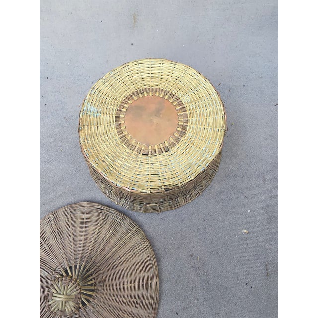 1980s Brass Woven Basket With Lid For Sale In Los Angeles - Image 6 of 8