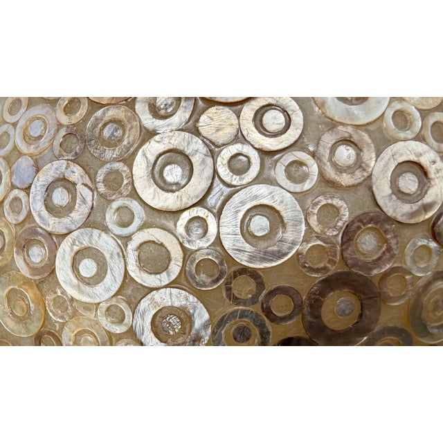 Worlds Away Worlds Away Croc Capiz Shell 20” Round Ball Pendant Light For Sale - Image 4 of 7