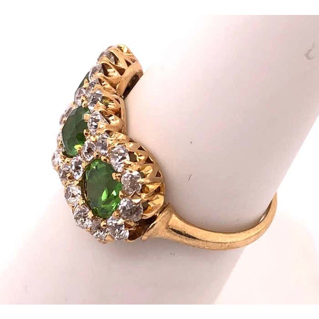 2010s Three-Stone Emerald and Diamond Modern Ring, Size 5.5 For Sale - Image 5 of 11