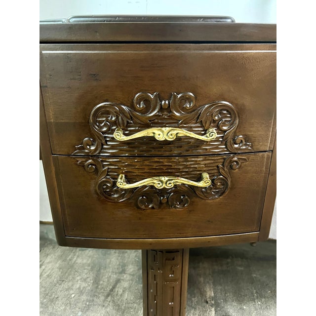 Charles Dudouyt French Hand Carved Art Deco Vanity in the Style of Charles Dudouyt 1939-1949 For Sale - Image 4 of 12