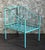 Neoclassical Wrought Iron Turquoise Lounge Chair for Outdoor with Grid Seat For Sale - Image 3 of 18