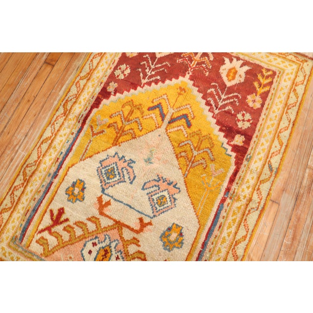 Textile Colorful Antique Turkish Oushak Prayer Rug - 3'3" x 4'8" For Sale - Image 7 of 7