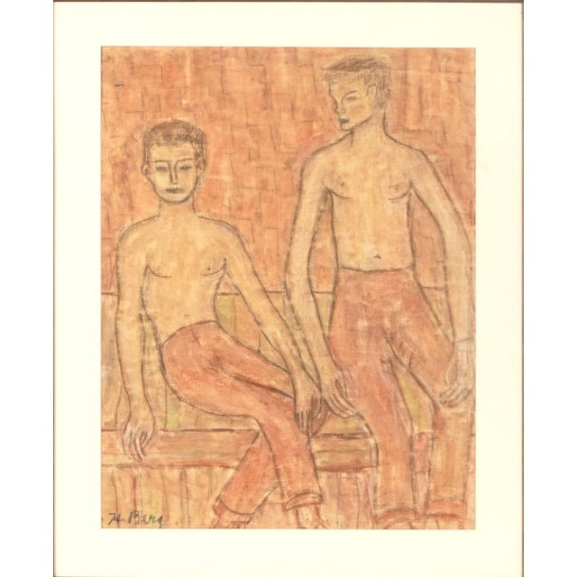 Mid Century Bay Area Abstract Expressionist Figurative - Summer Scene by Honora Berg Compelling figurative of two...