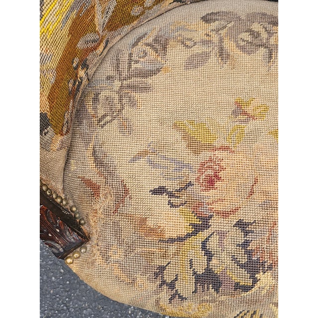 Louis XVI Style Mahogany and Flemish Style Needlepoint Tapestry Upholstered Bergère, Circa 1880s For Sale - Image 9 of 9