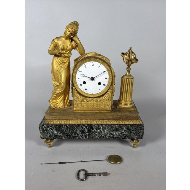 Empire period clock, Allegory of Knowledge, 19th Century For Sale - Image 6 of 6