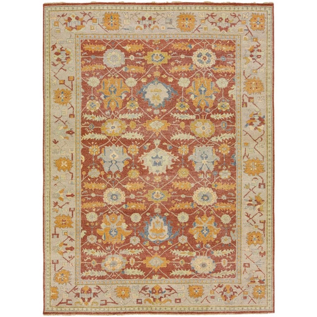 Textile 2010s Red Modern Indian Tabriz Handmade Floral Wool Rug by Apadana For Sale - Image 7 of 7