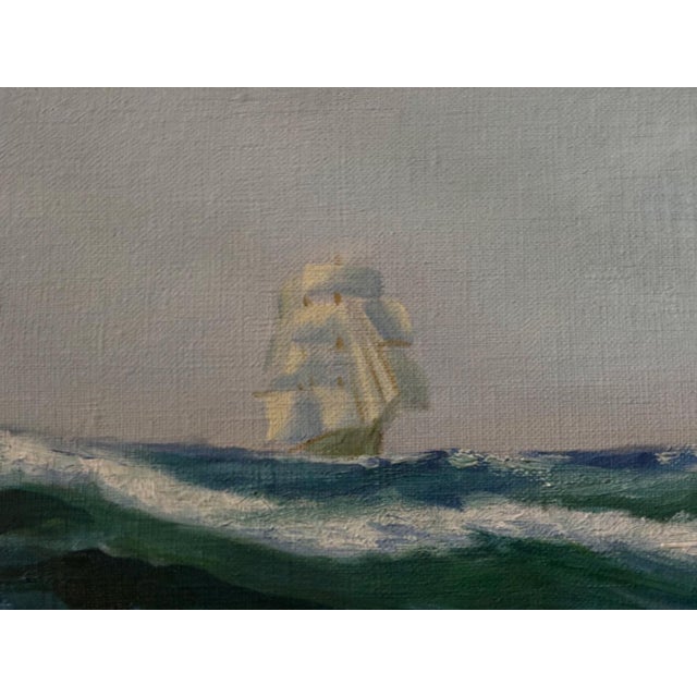 Realism 1940s Carolus Verhaeren Signed Ship Painting For Sale - Image 3 of 6