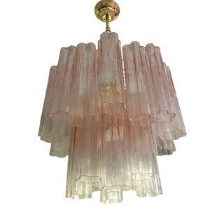 Venini-Style Pink Murano Glass Tronchi Chandelier by Simoeng For Sale