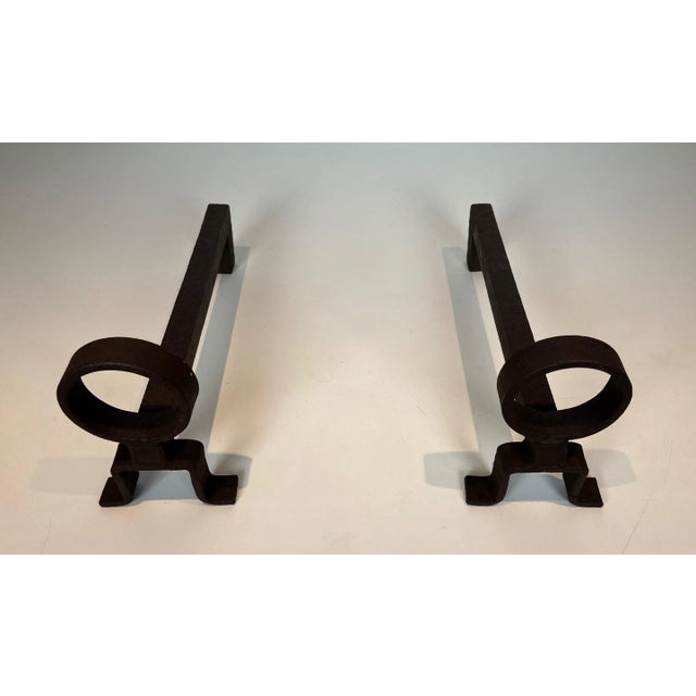 1950s French Wrought Iron Andirons - a Pair For Sale - Image 6 of 12