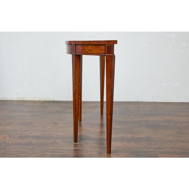 19th Century English Neoclassical Walnut Demi-Lune Table with Tapered Legs For Sale - Image 9 of 12