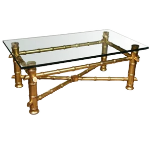 1970s Vintage Gilt Faux Bamboo Coffee Table