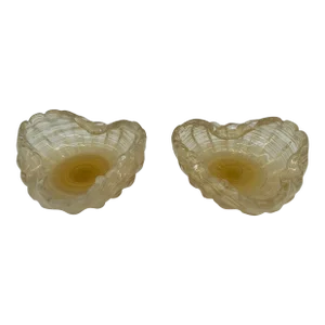 Pair, Mid Century Murano Hand Blown Gold Speckled Catch-All Bowls