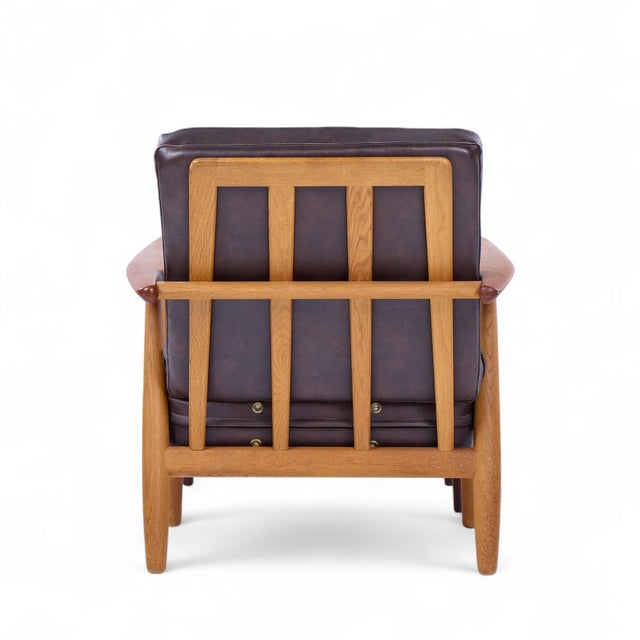 Hans Wegner for Getama Ge-290 Mid Century Danish Teak High Back Lounge Chairs - Pair With Ottoman For Sale In Chicago - Image 6 of 11