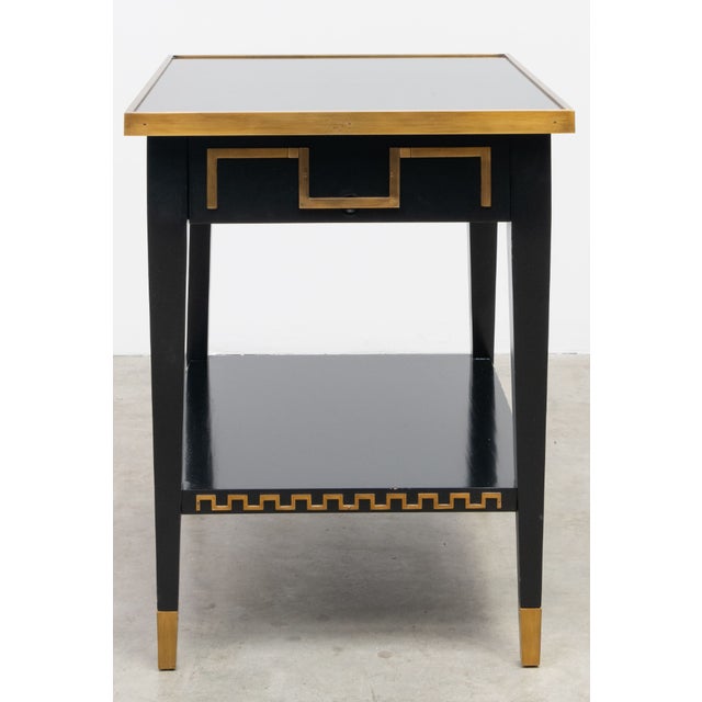 Black Laquer and Brass Greek Key End Table For Sale - Image 6 of 9