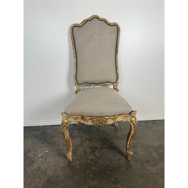 Set of Eight 18th-Century Style French Louis XV Carved & Giltwood Dining Chairs For Sale - Image 4 of 15
