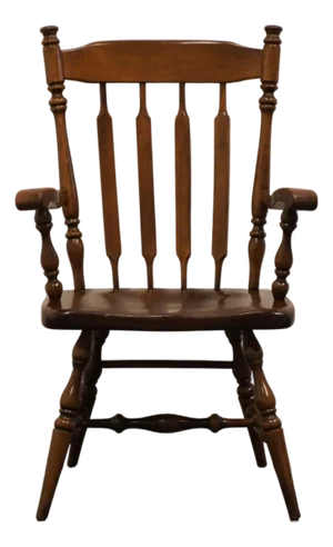 Ethan Allen Antiqued Pine Old Tavern High Back Catkin Dining Arm Chair 12-6011a