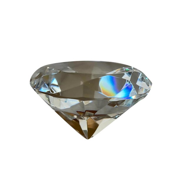 Glass 1980’s Diamond Crystal-Glass Paperweight For Sale - Image 7 of 7