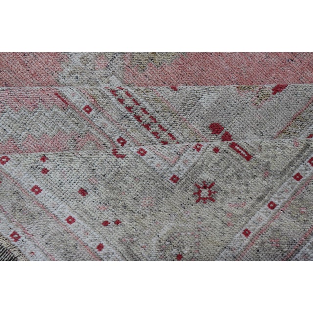 Turkish Vintage Oushak Rug With Geometric Design With a Soft Coral Color 7'8 X 13'5 For Sale - Image 11 of 12