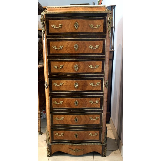 Secretaire in Rosewood and Marble Top For Sale - Image 4 of 11