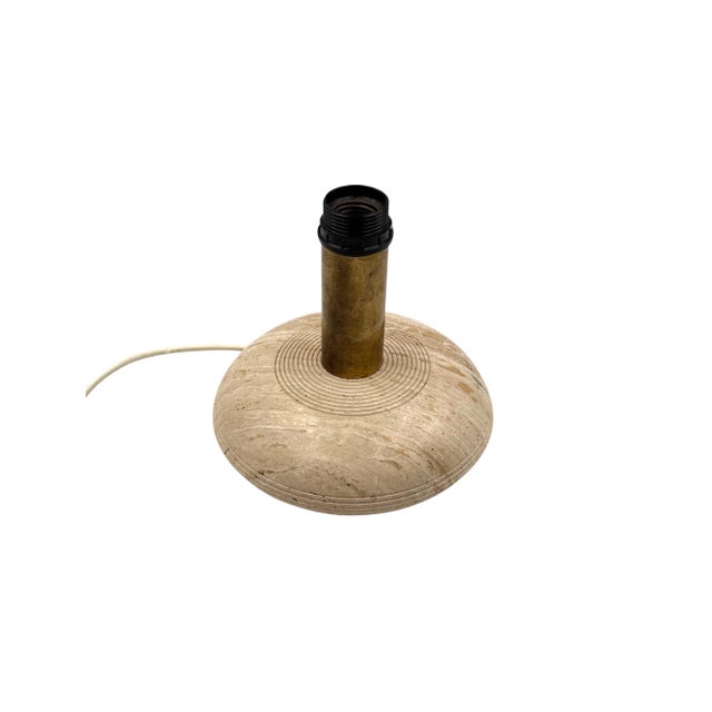 1970s Mid Century Modern Travertine & Brass Table Lamp Base For Sale - Image 4 of 13