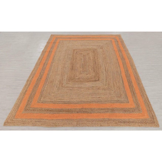 Not Yet Made - Made To Order Orange Border Rectangle Jute Handmade Rug 2.6'x6' Ft. For Sale - Image 5 of 13