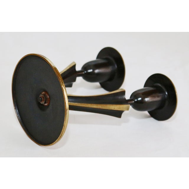 Metal Vintage Bronze Candleholder, 1950s For Sale - Image 7 of 8