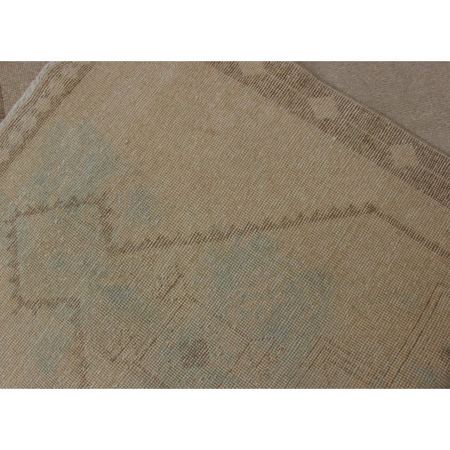 Vintage Oushak Turkish Runner With Geometric Medallions in Tan and Light Brown For Sale - Image 12 of 13
