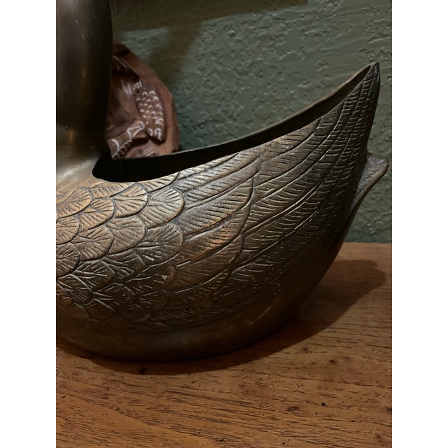 Vintage Brass Swan Planter For Sale In Oklahoma City - Image 6 of 6