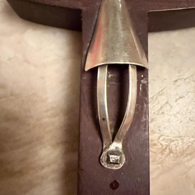 For your consideration, a Modernist Sterling Silver and mahogany wood Crucifix, a style of religious art that gained...
