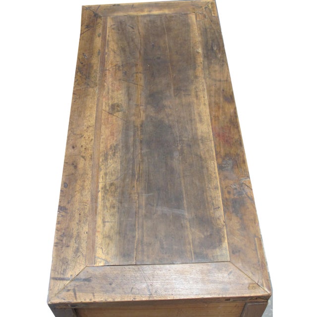 Mid 19th Century Aged Elm Wood 3-Drawer Side or Console Table For Sale - Image 5 of 11