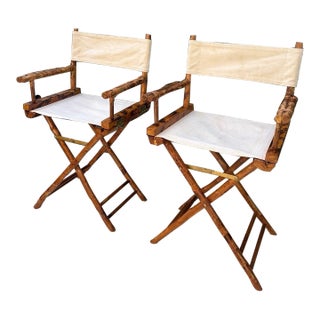 1950s Tortoise/Burnt Bamboo Director's Chairs For Sale