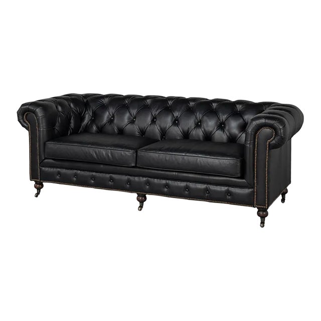 Black Tufted Chesterfield Sofa For Sale