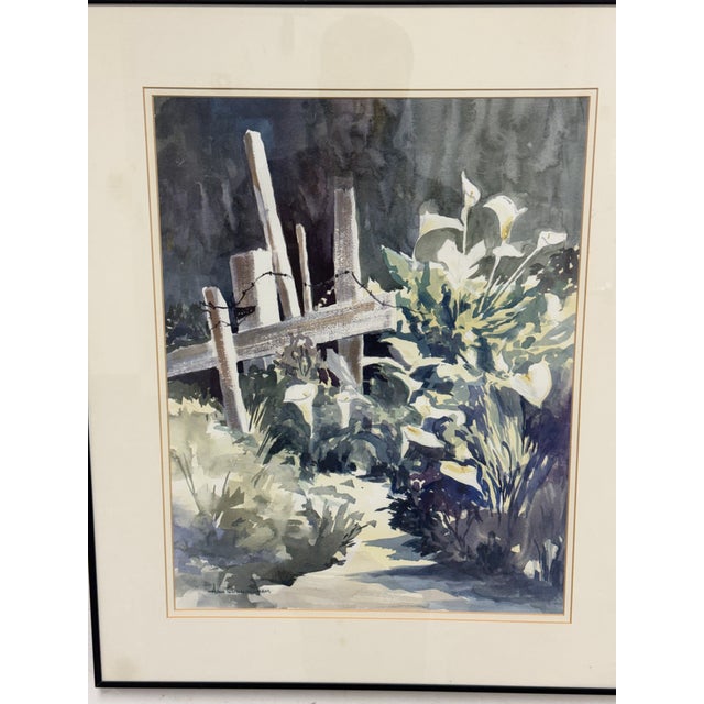 Ann Cunningham Calla Lillies Framed Watercolor, Circa 1997 For Sale - Image 11 of 11