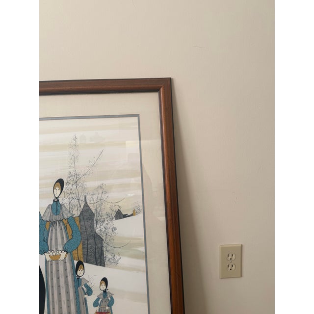 1980s Together on Sunday - Rare Silkscreen by P Buckley Moss 4/99 Dated 1983 and Double Signed For Sale - Image 5 of 8