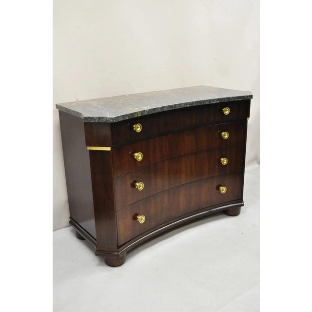 Henredon Empire Neoclassical Style Marble Top Mahogany 4 Drawer Dresser Chest Commode. Item features 4 drawers, solid...