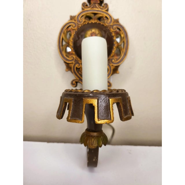 1920s Art Deco Poly Chrome Sconces - a Pair For Sale - Image 5 of 9