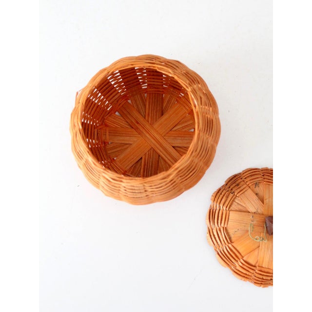 Pumpkin Vintage Woven Pumpkin Basket With Lid For Sale - Image 8 of 10