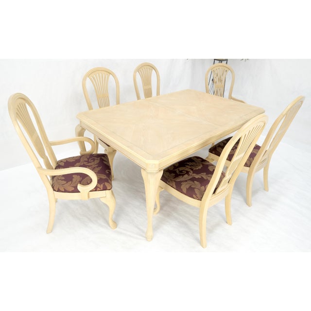 Mid-Century Modern Queen Anne Style White Wash Dining Table & 6 Chairs Set by Century Furniture For Sale - Image 3 of 12