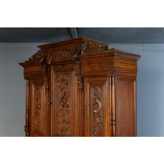 Brown Antique Buffet with Drawers For Sale - Image 8 of 18