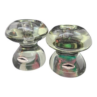 Vintage Mushroom Shaped Recycled Glass Candle Holders, Set of Two, Swaziland For Sale
