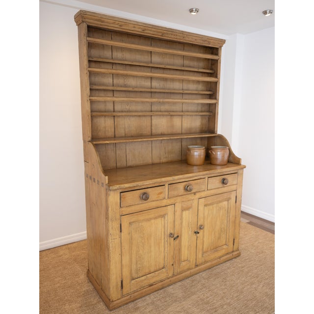 English Antique English Pine Kitchen Dresser With Plate Rack - Circa 1860 For Sale - Image 3 of 16