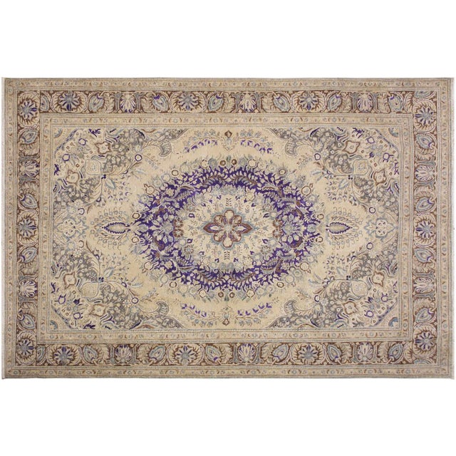 Boho Chic Vintage 1990's Tan/Brown Wool Rug - 8'0'' X 11'0'' For Sale - Image 9 of 10